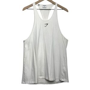 Gymshark Mens Ecru White Racerback Stringer Tank Top Muscle Tee -WH Size M
